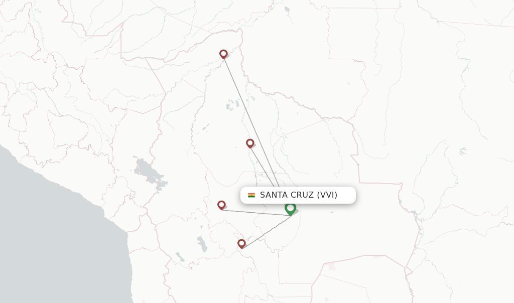 Route map with flights from Santa Cruz with EcoJet