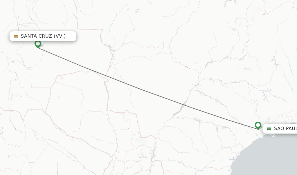 Flights from Santa Cruz to Sao Paulo route map