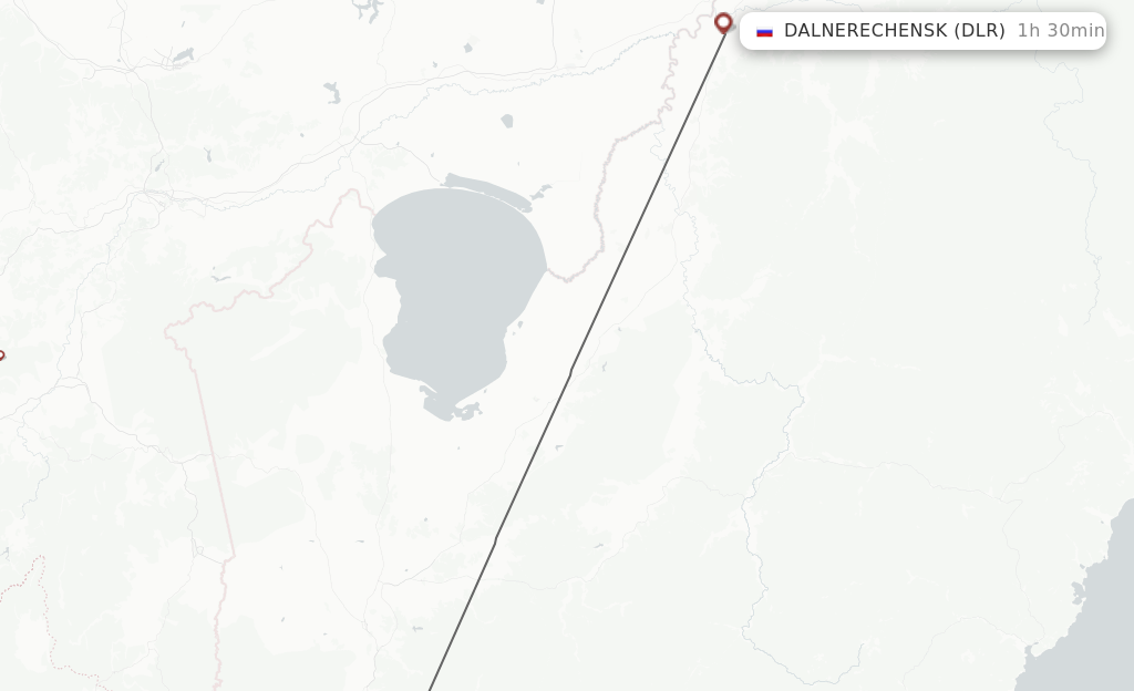 Flights from Vladivostok to Dalnerechensk route map