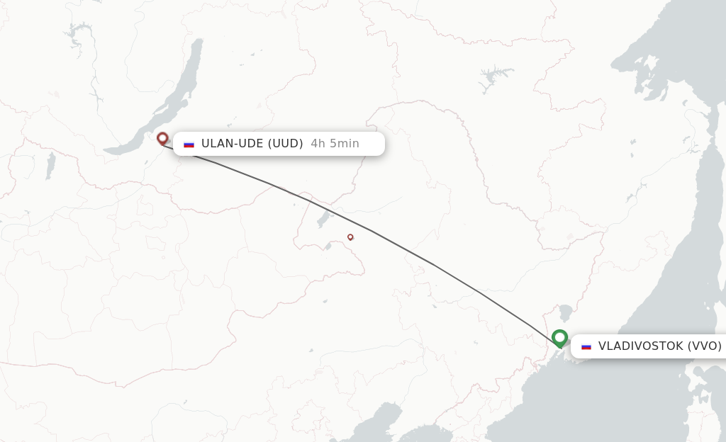 Flights from Vladivostok to Ulan-Ude route map