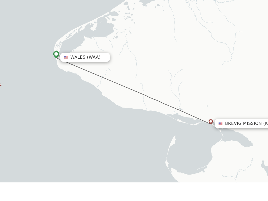 Flights from Wales to Teller Mission route map