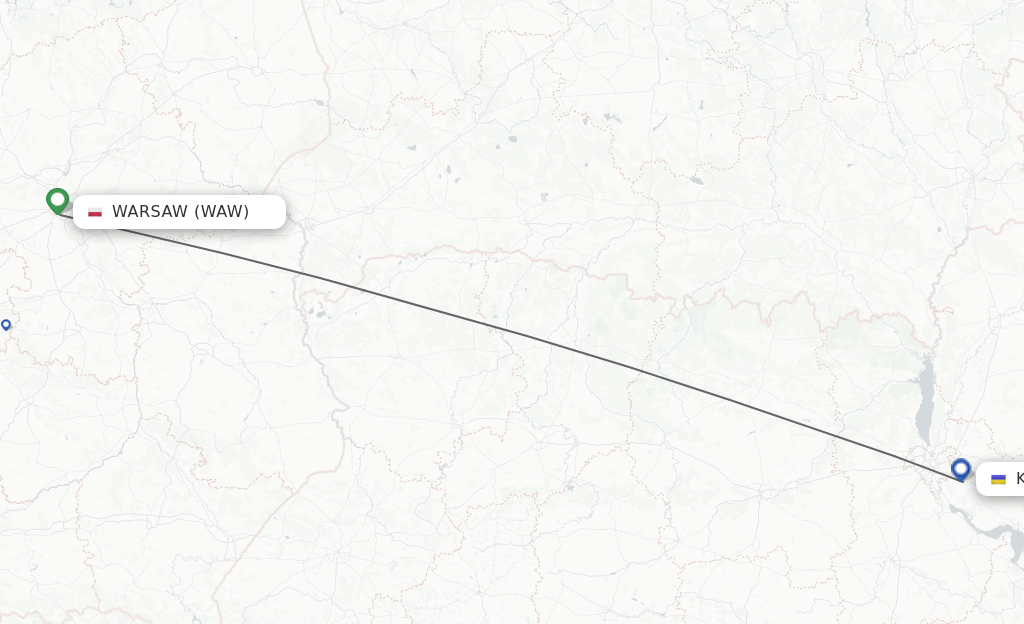 Flights from Warsaw to Kiev/Kyiv route map