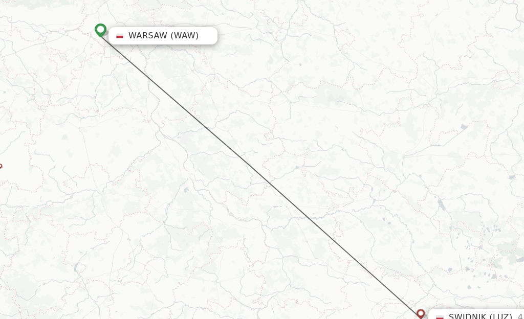 Flights from Warsaw to Swidnik route map