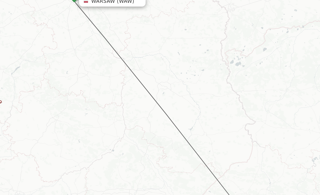 Flights from Warsaw to Lviv route map