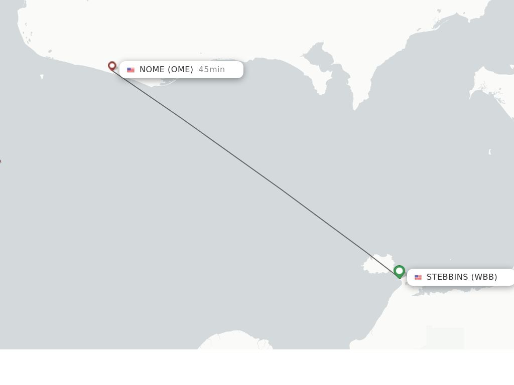 Flights from Stebbins to Nome route map