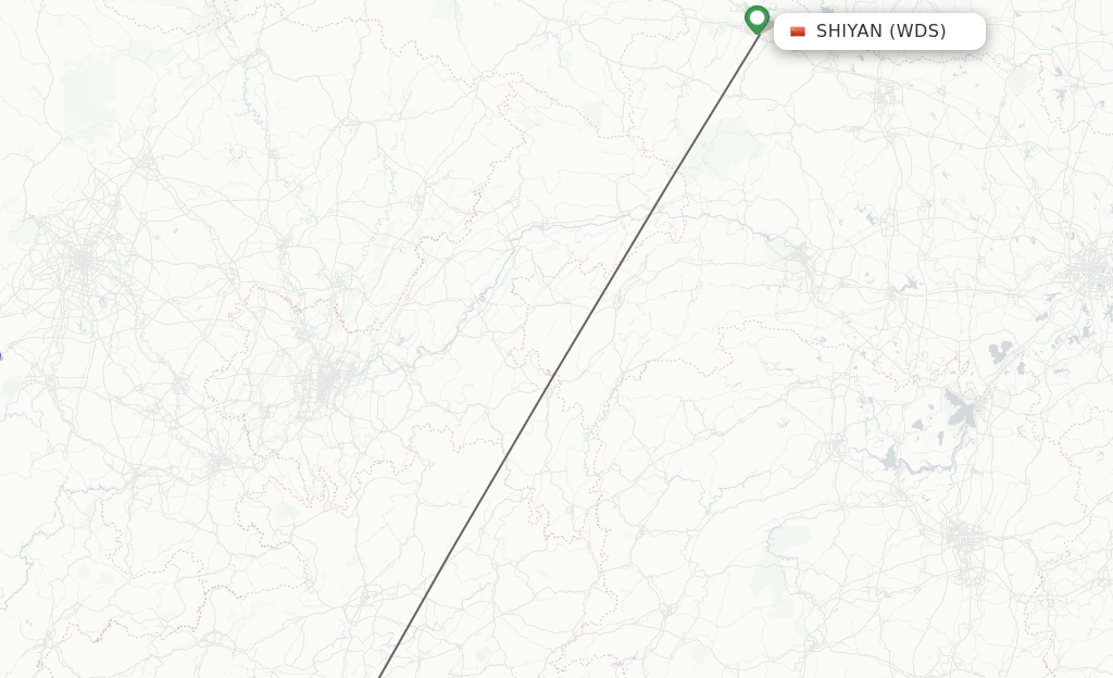 Flights from Shiyan to Guiyang route map