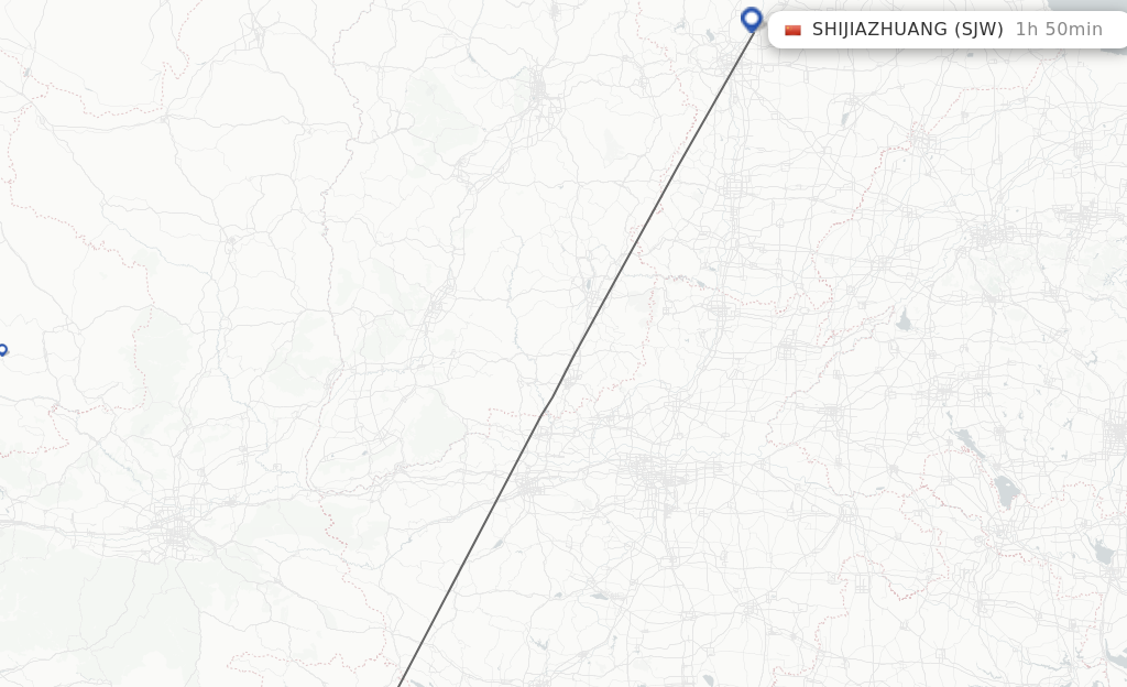 Flights from Shiyan to Shijiazhuang route map