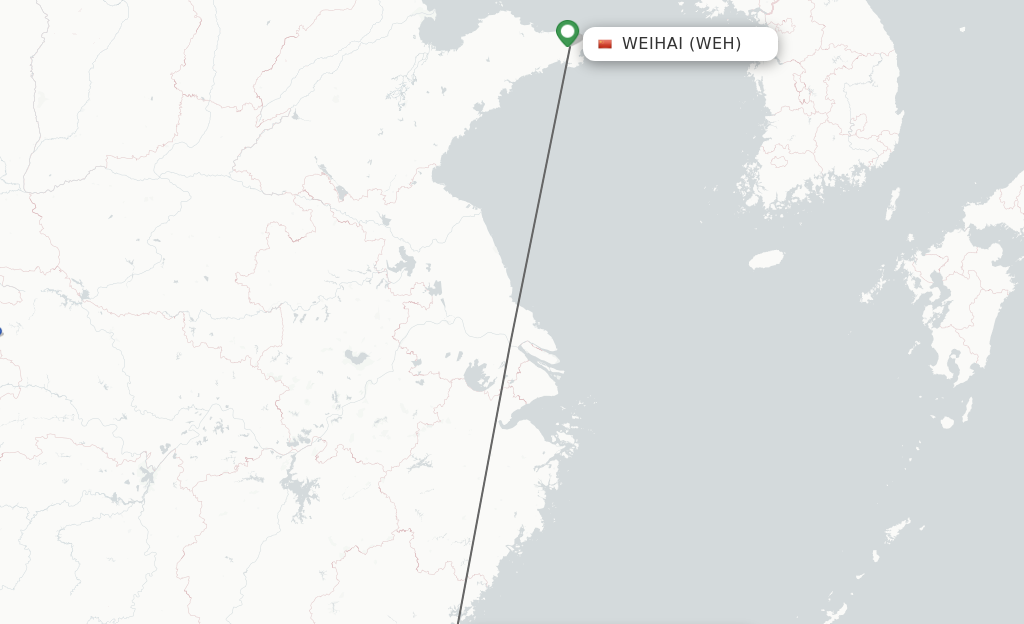 Flights from Weihai to Fuzhou route map