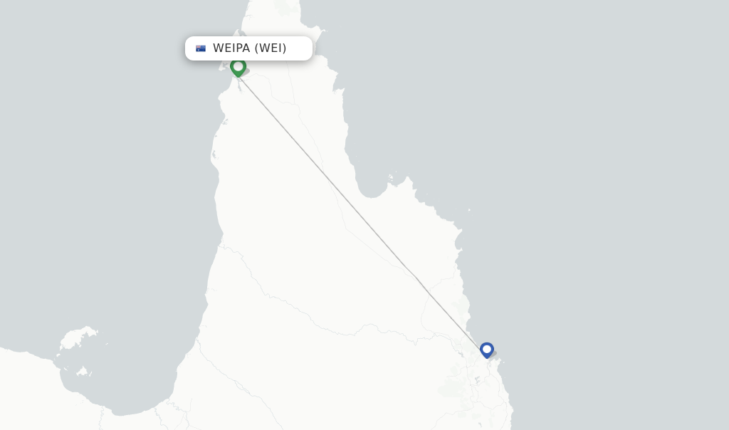 Route map with flights from Weipa with Qantas