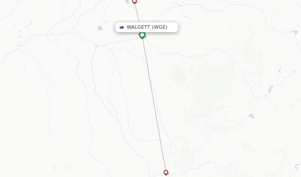 Route map with flights from Walgett with Air Link