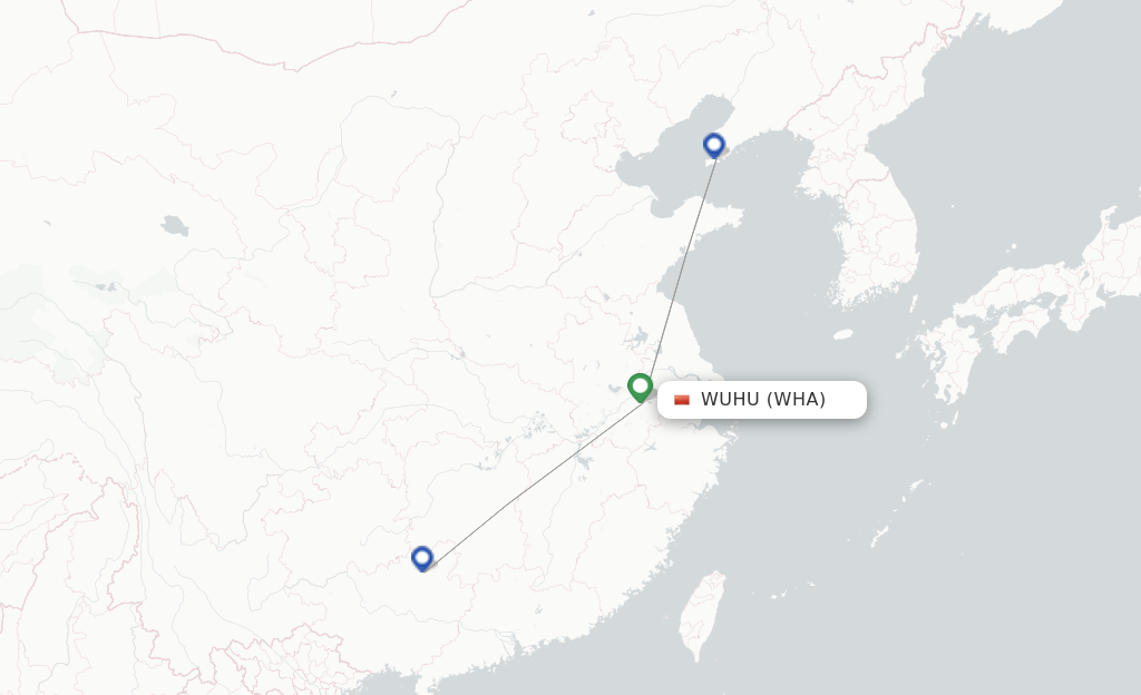 Route map with flights from Wuhu with Air Guilin