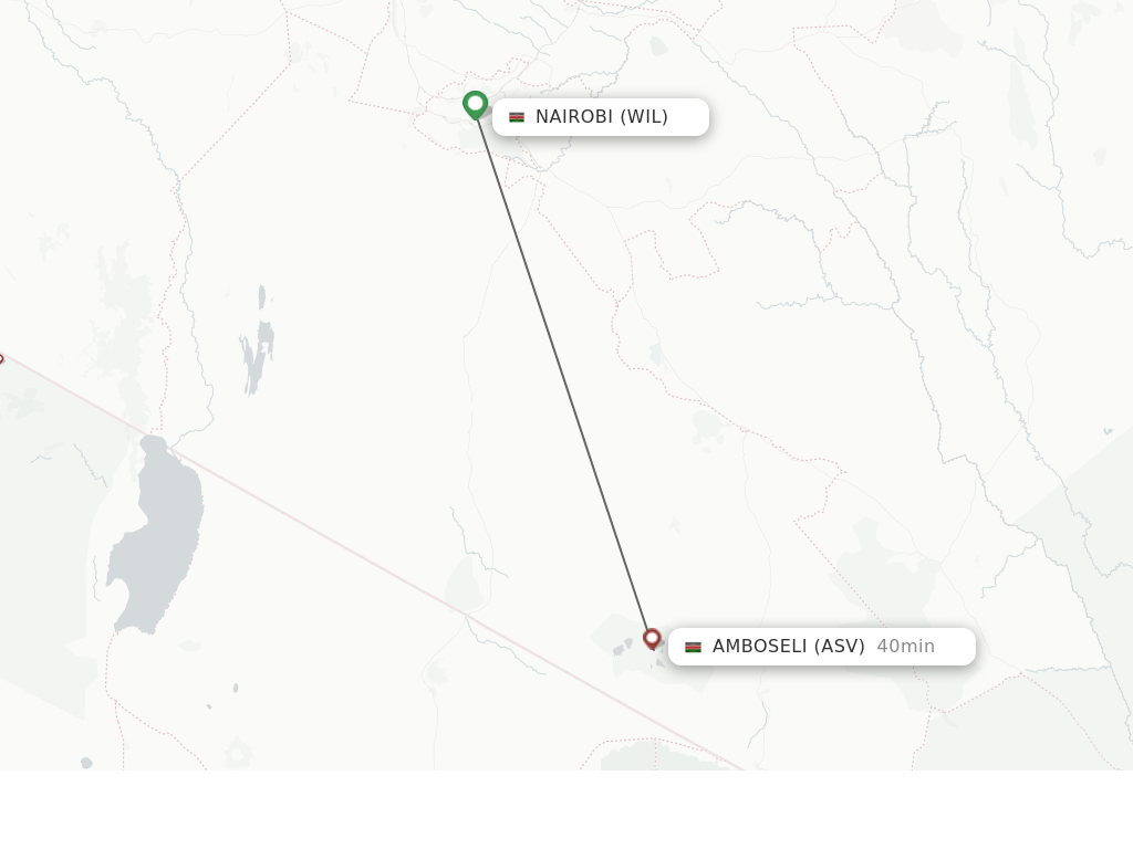 Flights from Nairobi to Amboseli route map