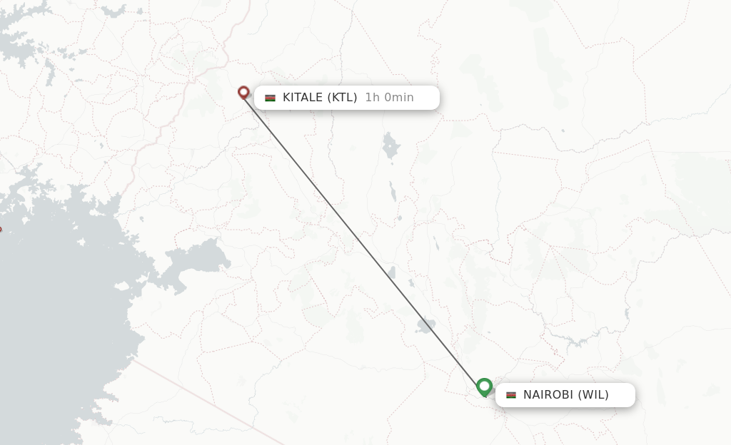 Flights from Nairobi to Kitale route map