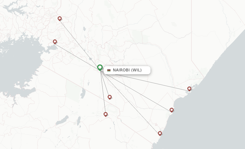 Route map with flights from Nairobi with FlexFlight
