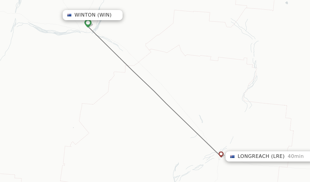Flights from Winton to Longreach route map