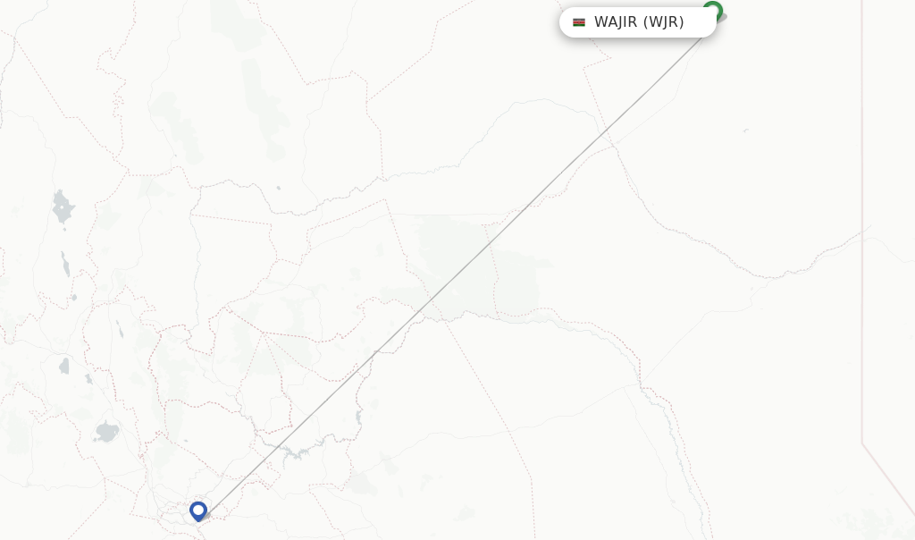 Route map with flights from Wajir with 