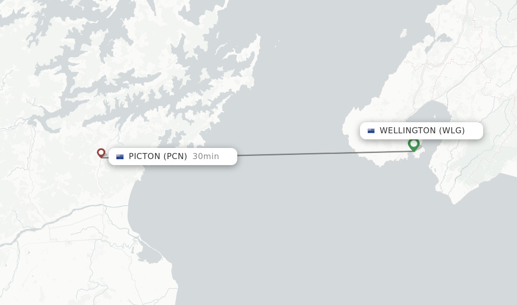 Flights from Wellington to Picton route map