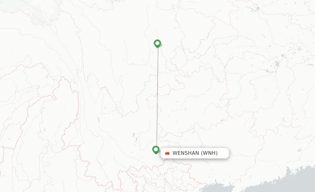 Route map with flights from Wenshan with Sichuan Airlines