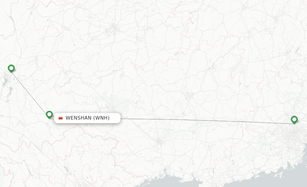 Route map with flights from Wenshan with China Southern