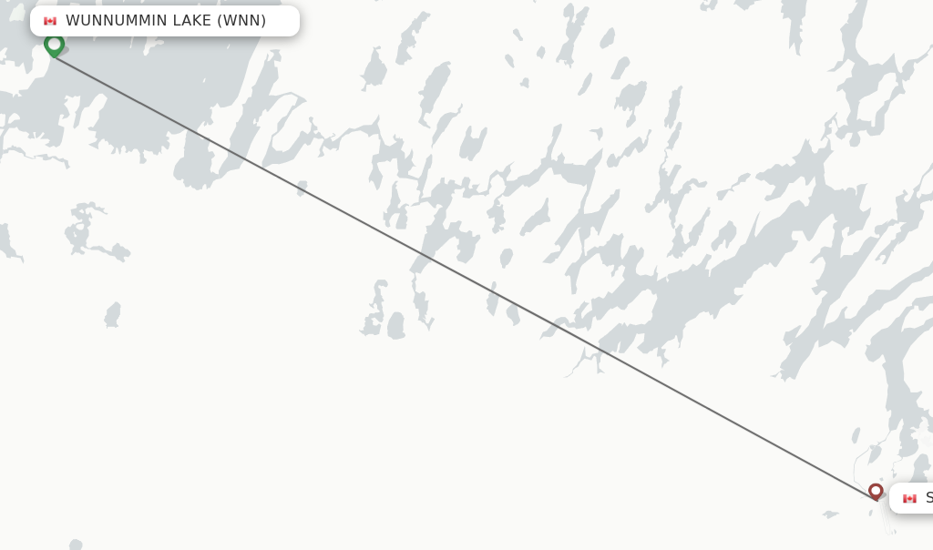 Flights from Wunnummin Lake to Summer Beaver route map
