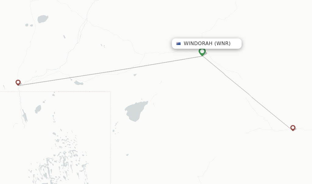 Route map with flights from Windorah with Rex