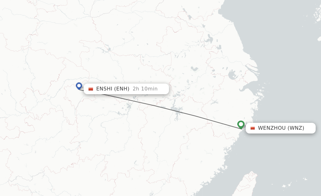 Flights from Wenzhou to Enshi route map