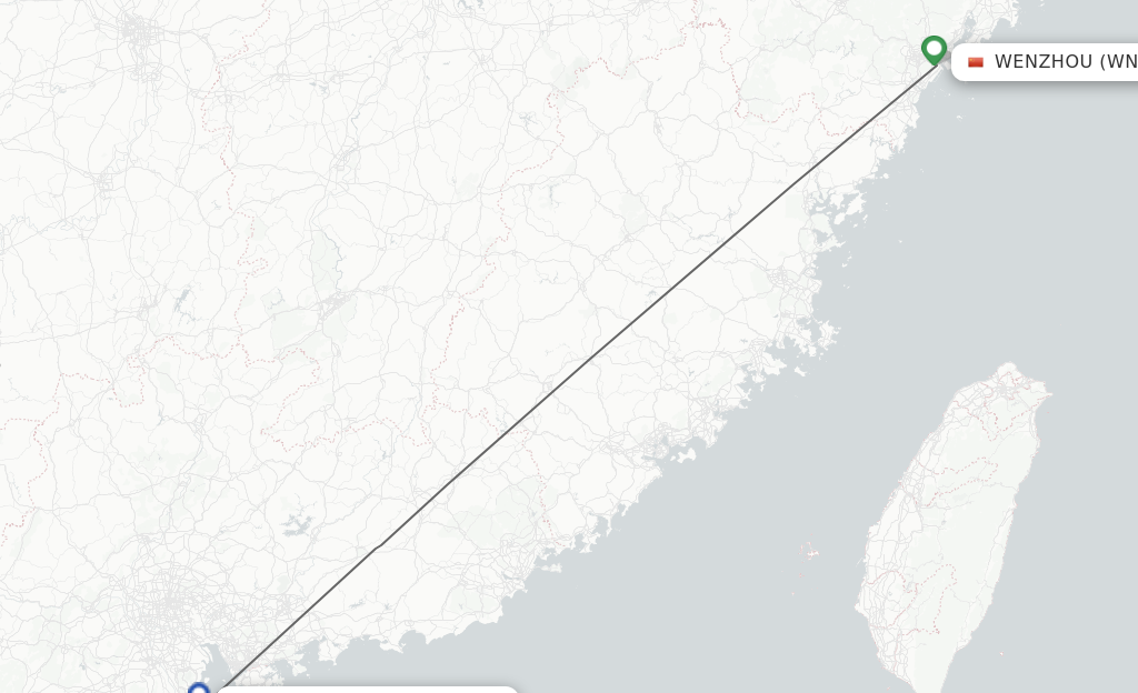 Flights from Wenzhou to Macau route map