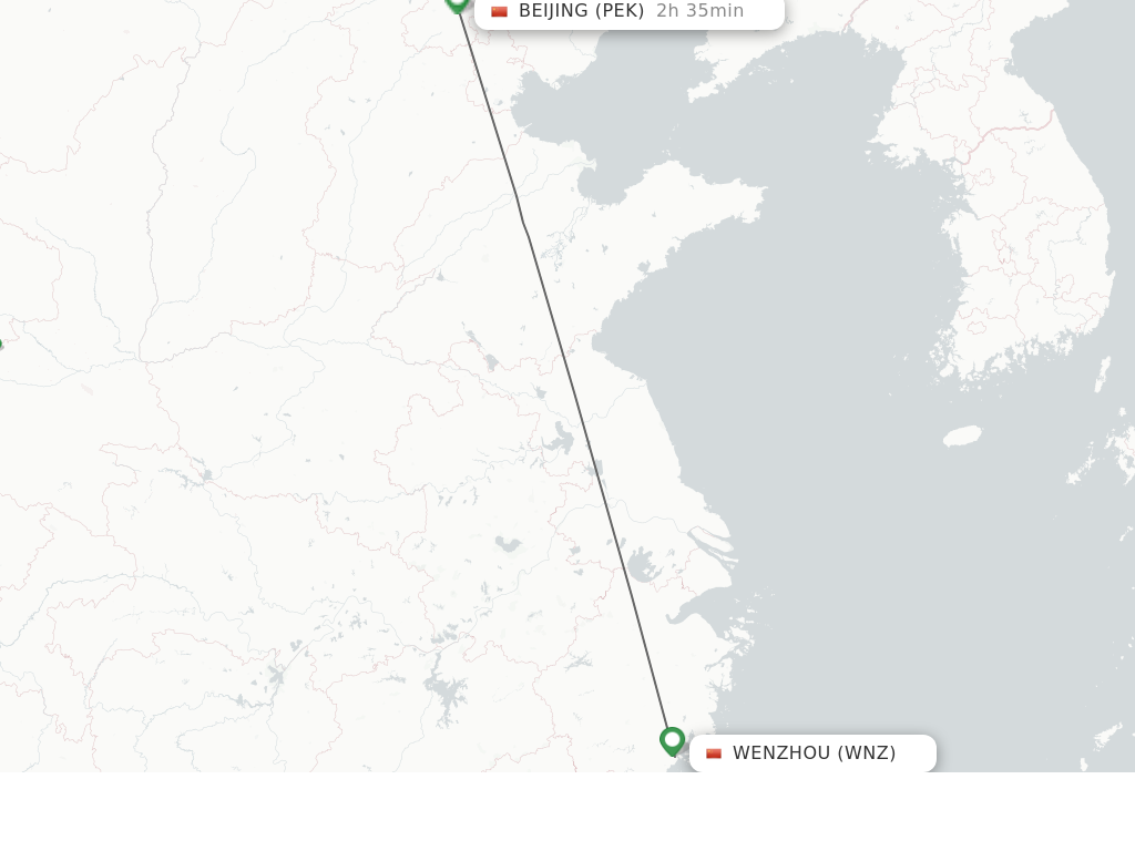 Flights from Wenzhou to Beijing route map