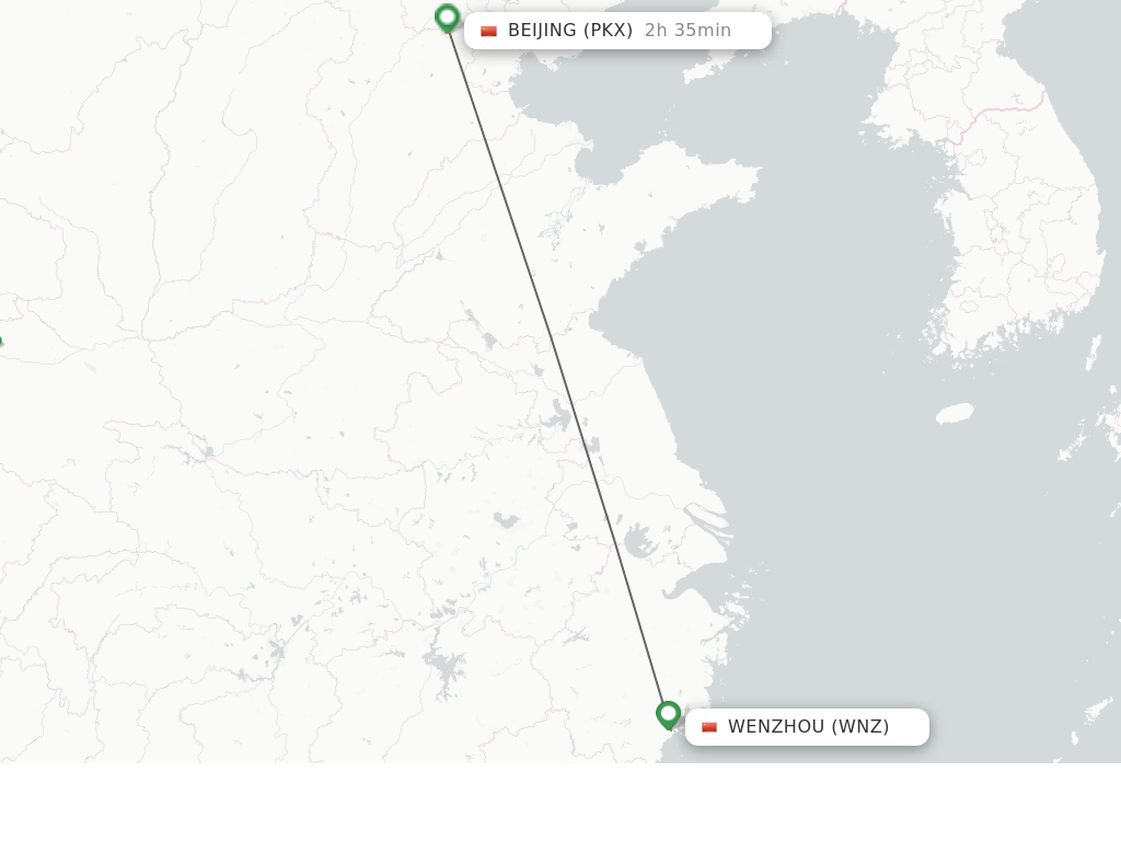 Flights from Wenzhou to Beijing route map