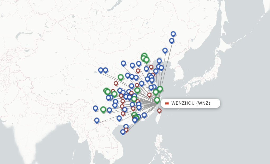 Flights from Wenzhou to Beijing route map