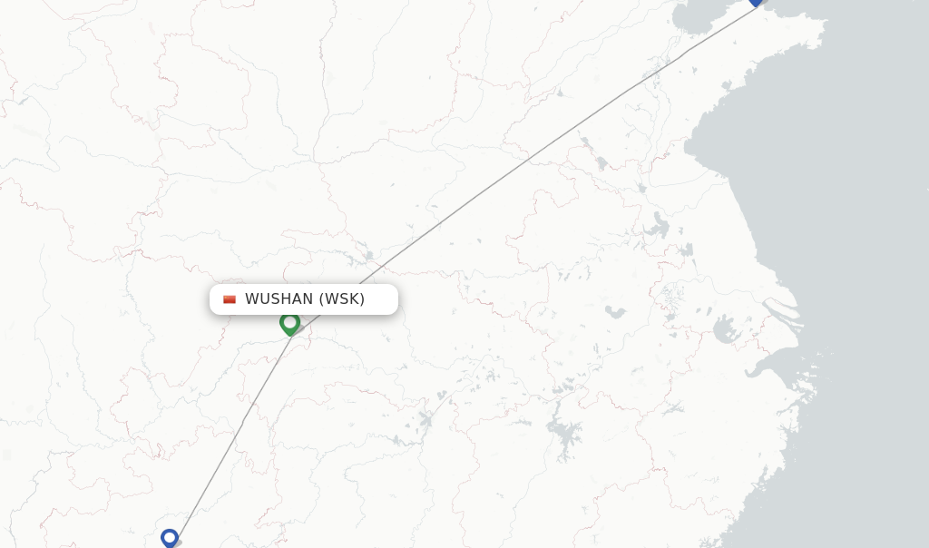 Route map with flights from Wushan with Gestair
