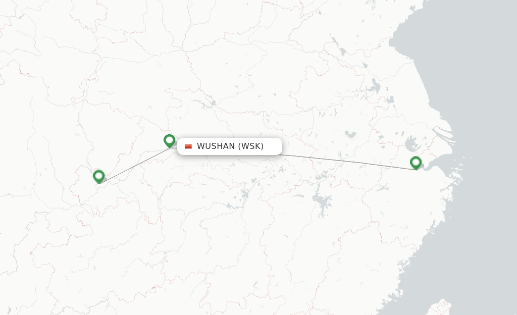 Route map with flights from Wushan with Loong Air