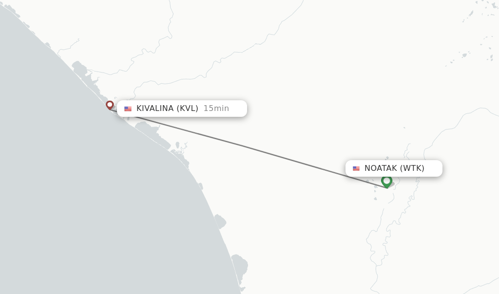 Flights from Noatak to Kivalina route map