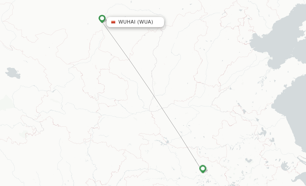 Route map with flights from Wu Hai with Spring Airlines