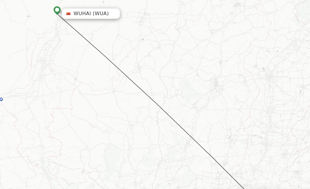Flights from Wu Hai to Zhengzhou route map