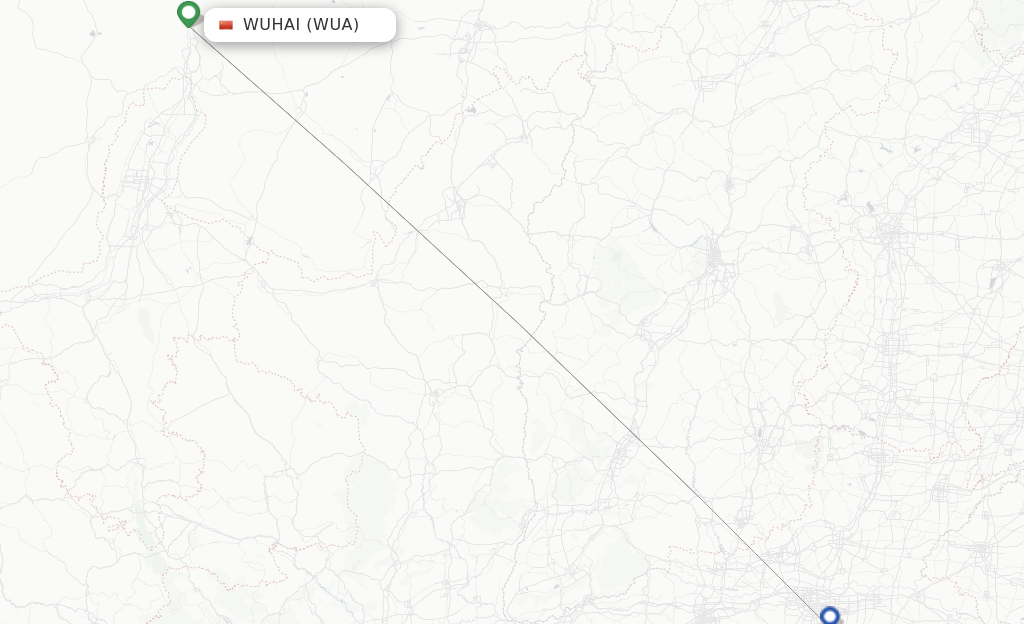 Route map with flights from Wu Hai with Juneyao Airlines