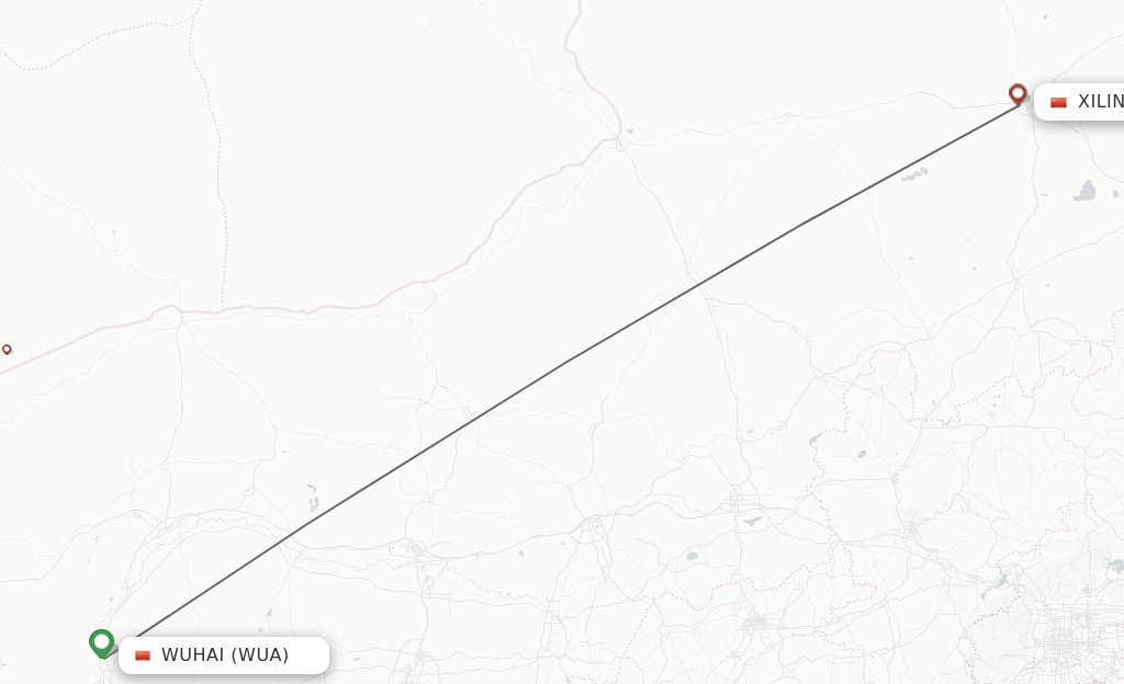 Flights from Wu Hai to Xilinhot route map