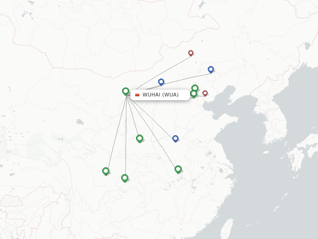 Flights from Wu Hai to Chifeng route map