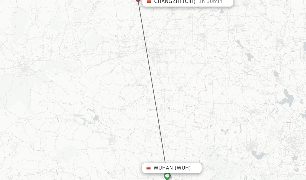 Flights from Wuhan to Changzhi route map