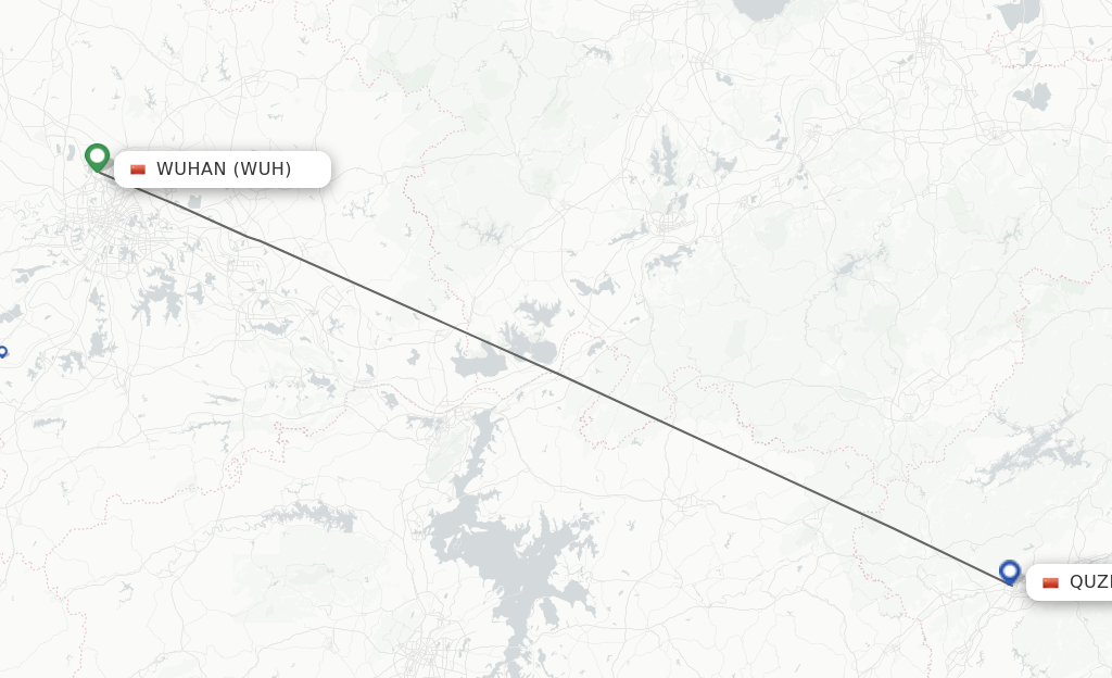 Flights from Wuhan to Quzhou, Zhejiang Province route map