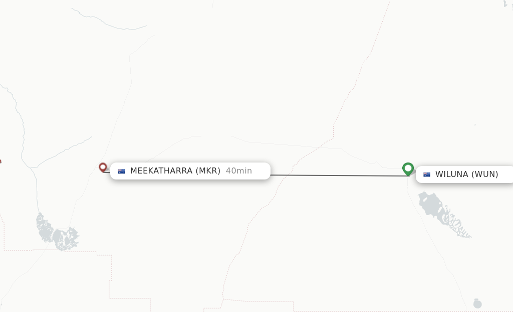 Flights from Wiluna to Meekatharra route map