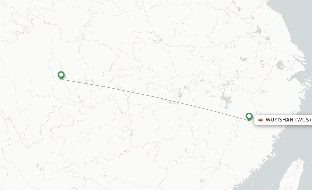 Route map with flights from Wuyishan with Air China