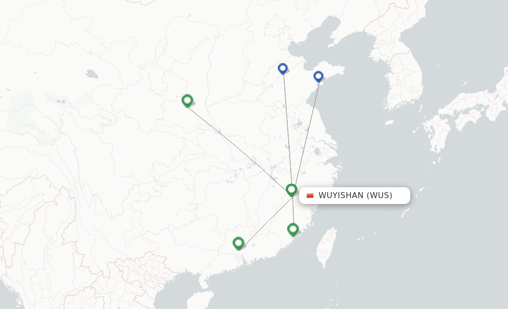 Route map with flights from Wuyishan with Shandong Airlines