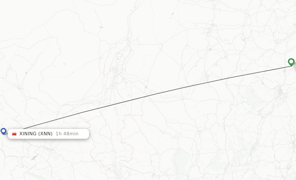 Flights from Xinzhou to Xining route map