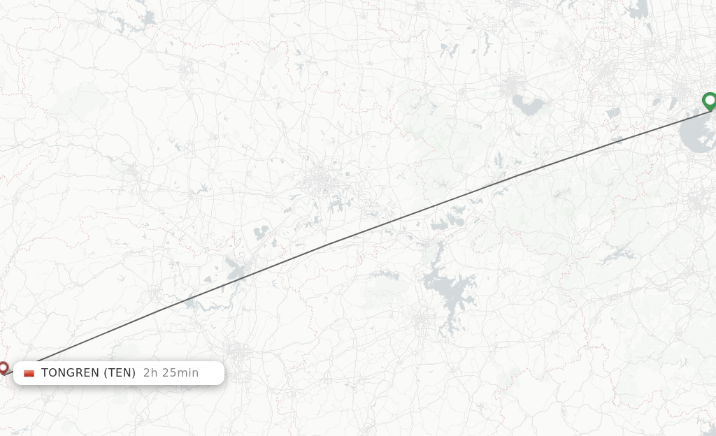 Flights from Wuxi to Tongren route map