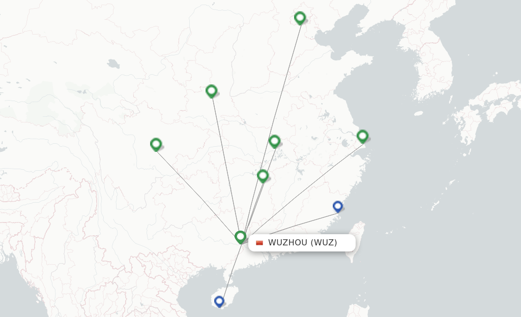 Flights from Wuzhou to Tangshan route map