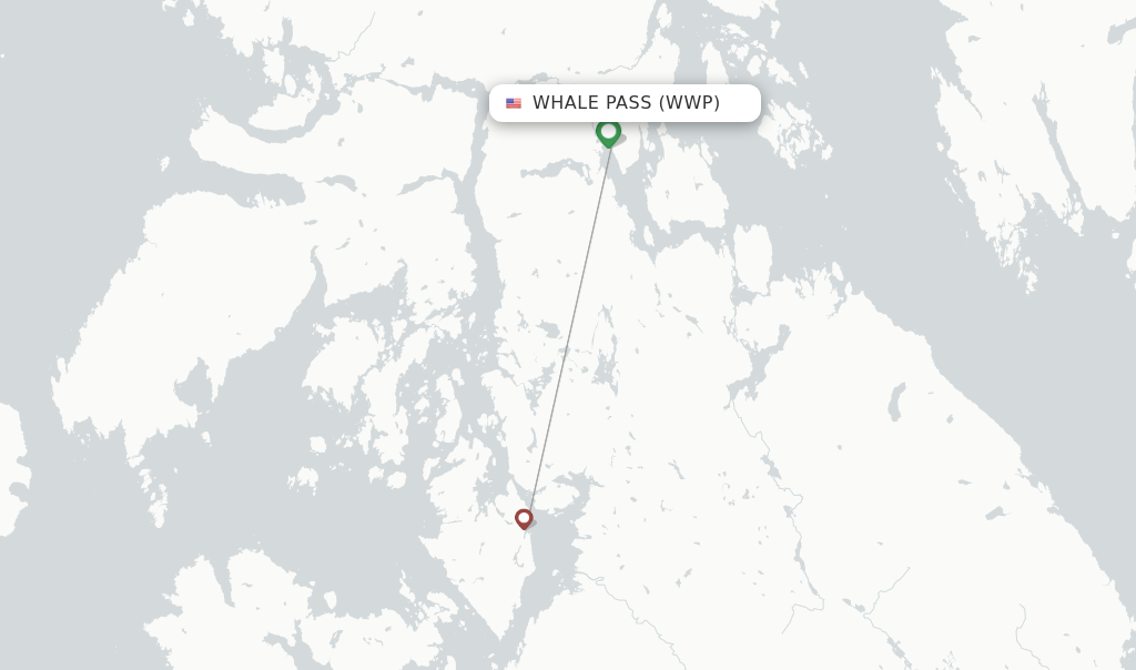 Route map with flights from Whale Pass with Safe Air Company