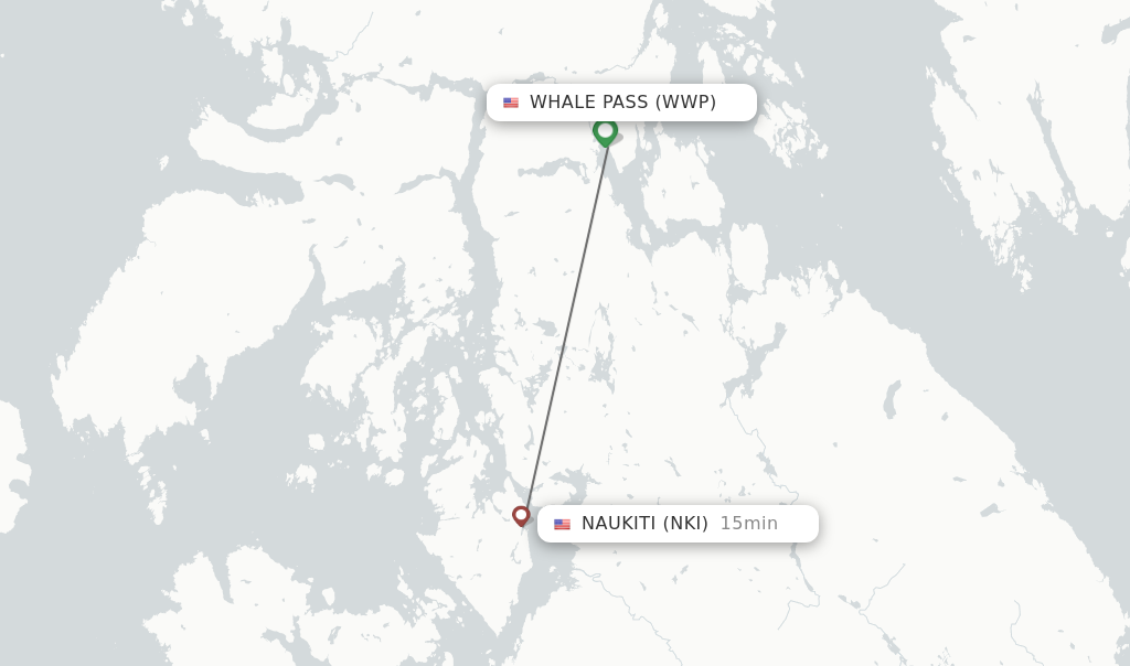 Flights from Whale Pass to Naukiti route map
