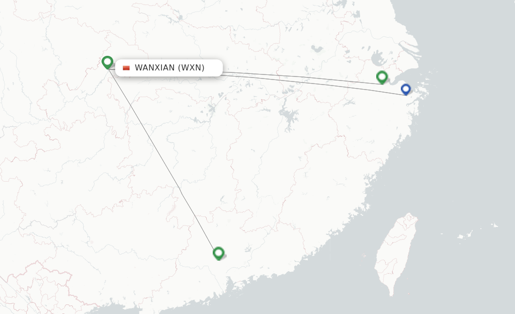 Route map with flights from Wanxian with Air China
