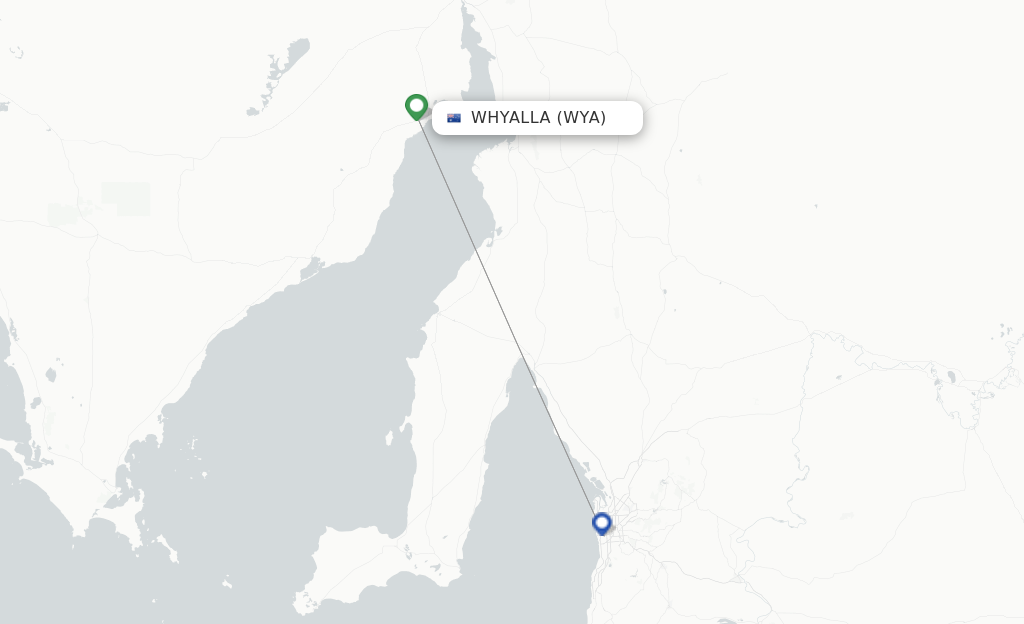 Route map with flights from Whyalla with Rex Regional Express